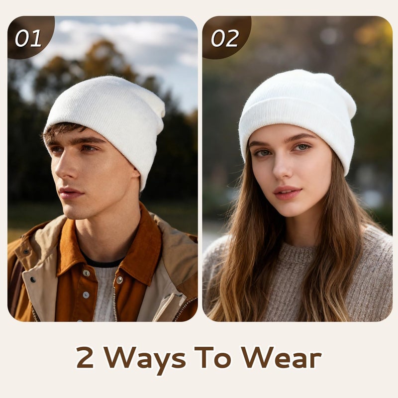 Dfqsofd Beanie for Men Women, Knitted Hats for Women Soft Warm Winter Hat Unisex Cuffed Beanie Skully Cap for Cold Weather - Image 3
